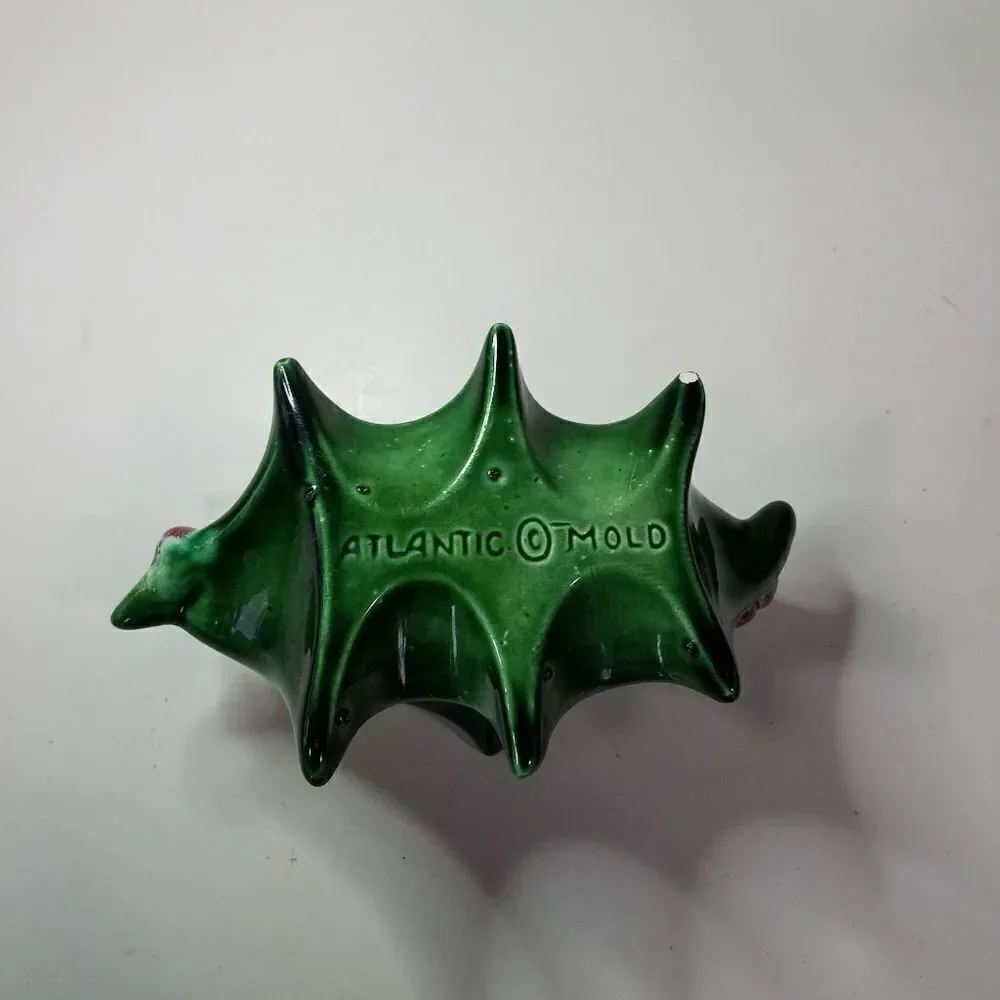 1980s Vintage Atlantic Mold Ceramic Christmas Holly Berry Small Bowl Dish